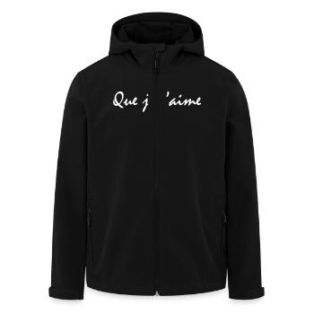 Que je t'aime blanc - Veste softshell homme en polyester recyclé Stanley/Stella - noir - Devant - AI Model Male 185 light (185cm)