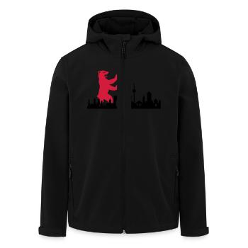 Skyline - Berlin Bär - Recycelte Männer Softshell-Jacke von Stanley/Stella - Schwarz - Vorne - AI Model Male 185 light (185cm)