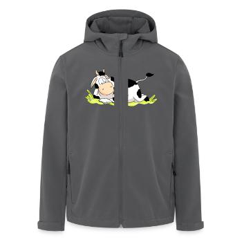 Reading Cow - Men’s Recycled Softshell Jacket by Stanley/Stella - black - Front - AI Model Male 185 light (185cm)