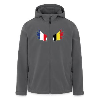 Drapeaux Français et Belge France Belgique - Veste softshell homme en polyester recyclé Stanley/Stella - noir - Devant - AI Model Male 185 light (185cm)