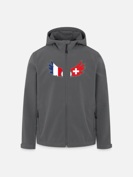 Drapeaux Français et Suisse Flag France et Suisse - Veste softshell homme en polyester recyclé Stanley/Stella - noir