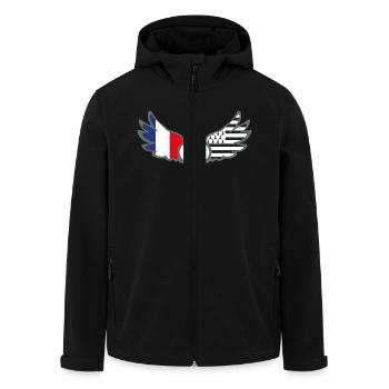 Drapeaux France et Bretagne Français et Breton - Veste softshell homme en polyester recyclé Stanley/Stella - noir - Devant - AI Model Male 185 light (185cm)