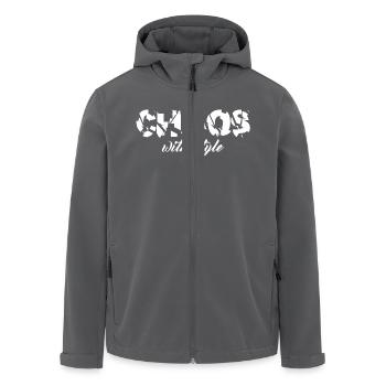 Chaos - with style - Men’s Recycled Softshell Jacket by Stanley/Stella - black - Front - AI Model Male 185 light (185cm)