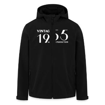 Jahrgang 1955 bis zur Perfektion gereift - Recycelte Männer Softshell-Jacke von Stanley/Stella - Schwarz - Vorne - AI Model Male 185 light (185cm)