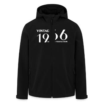 Vintage 1966 aged to perfection - Men’s Recycled Softshell Jacket by Stanley/Stella - black - Front - AI Model Male 185 light (185cm)