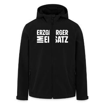 Erzgebirger im Einsatz - Recycelte Männer Softshell-Jacke von Stanley/Stella - Schwarz - Vorne - AI Model Male 185 light (185cm)