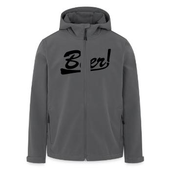 beer - Men’s Recycled Softshell Jacket by Stanley/Stella - black - Front - AI Model Male 185 light (185cm)