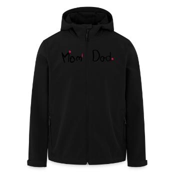 Mama Herzen Dad txt u. rote Herzen - Recycelte Männer Softshell-Jacke von Stanley/Stella - Schwarz - Vorne - AI Model Male 185 light (185cm)