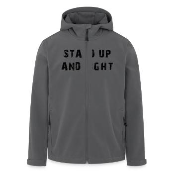 DEBOUT ET LUTTE - Veste softshell homme en polyester recyclé Stanley/Stella - noir - Devant - AI Model Male 185 light (185cm)