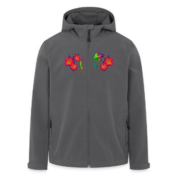 Gecko lézard, hibiscus, rainbow, summer, été, surf - Veste softshell homme en polyester recyclé Stanley/Stella - noir - Devant - AI Model Male 185 light (185cm)