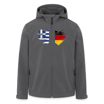 Griechenland Deutschland Flagge used Herz - Recycelte Männer Softshell-Jacke von Stanley/Stella - Schwarz - Vorne - AI Model Male 185 light (185cm)