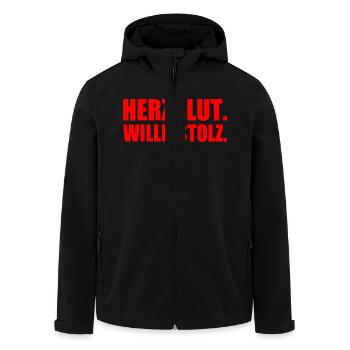 Herzblut wille stolz - Recycelte Männer Softshell-Jacke von Stanley/Stella - Schwarz - Vorne - AI Model Male 185 light (185cm)