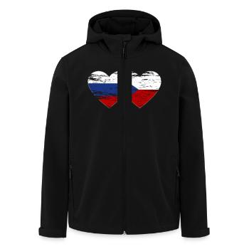 Russie République tchèque Drapeau coeur Drapeau utilisé - Veste softshell homme en polyester recyclé Stanley/Stella - noir - Devant - AI Model Male 185 light (185cm)