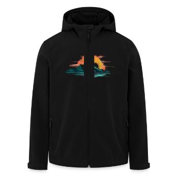 Abstrakte Berglandschaft im Sonnenuntergang - Recycelte Männer Softshell-Jacke von Stanley/Stella - Schwarz - Vorne - AI Model Male 185 light (185cm)
