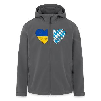 Ukraine Bavière Drapeau Coeur utilisé - Veste softshell homme en polyester recyclé Stanley/Stella - noir - Devant - AI Model Male 185 light (185cm)