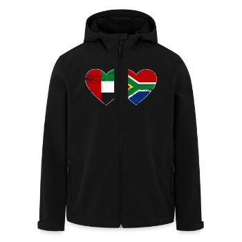 Vereinigte Arabische Emirate Südafrika Flagge Herz - Recycelte Männer Softshell-Jacke von Stanley/Stella - Schwarz - Vorne - AI Model Male 185 light (185cm)