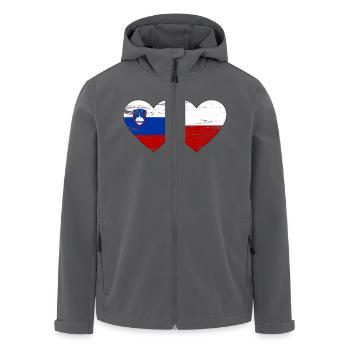 Slowenien Polen Flagge Herz used - Recycelte Männer Softshell-Jacke von Stanley/Stella - Schwarz - Vorne - AI Model Male 185 light (185cm)