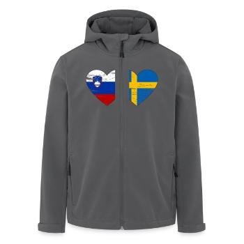 Slowenien Schweden Flagge Herz used - Recycelte Männer Softshell-Jacke von Stanley/Stella - Schwarz - Vorne - AI Model Male 185 light (185cm)