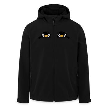 2 Pinguine Freunde gucken hinter Mauer hervor Team - Recycelte Männer Softshell-Jacke von Stanley/Stella - Schwarz - Vorne - AI Model Male 185 light (185cm)
