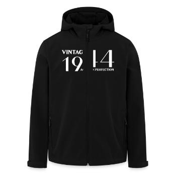 Jahrgang 1944 bis zur Perfektion gealtert - Recycelte Männer Softshell-Jacke von Stanley/Stella - Schwarz - Vorne - AI Model Male 185 light (185cm)
