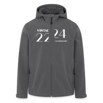 Vintage 2024 aged to perfection - Veste softshell homme en polyester recyclé Stanley/Stella - noir - Devant - AI Model Male 185 light (185cm)