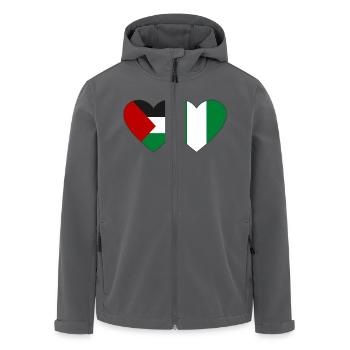 Palestine Nigeria Flag Heart - Men’s Recycled Softshell Jacket by Stanley/Stella - black - Front - AI Model Male 185 light (185cm)