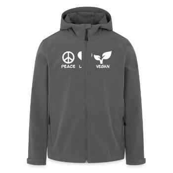 Peace Love Vegan - Men’s Recycled Softshell Jacket by Stanley/Stella - black - Front - AI Model Male 185 light (185cm)