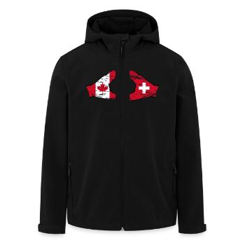 Canada Switzerland Flag Hands Heart Shape Used - Men’s Recycled Softshell Jacket by Stanley/Stella - black - Front - AI Model Male 185 light (185cm)
