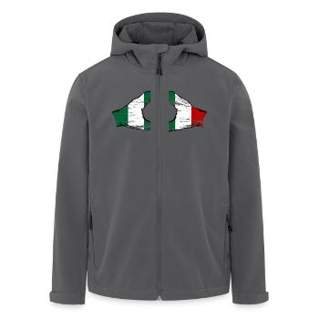 Nigeria Italy flag heart shape used - Men’s Recycled Softshell Jacket by Stanley/Stella - black - Front - AI Model Male 185 light (185cm)