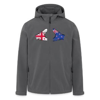 Géorgie Nouvelle-Zélande drapeau mains forme coeur utilisé - Veste softshell homme en polyester recyclé Stanley/Stella - noir - Devant - AI Model Male 185 light (185cm)