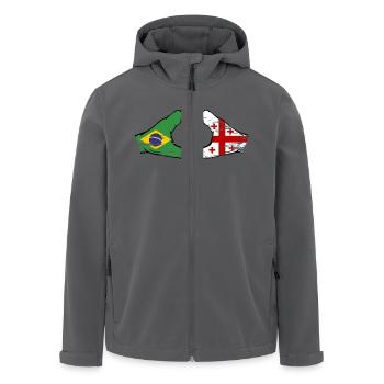 Brasilien Georgien Flagge Hände Herzform used - Recycelte Männer Softshell-Jacke von Stanley/Stella - Schwarz - Vorne - AI Model Male 185 light (185cm)