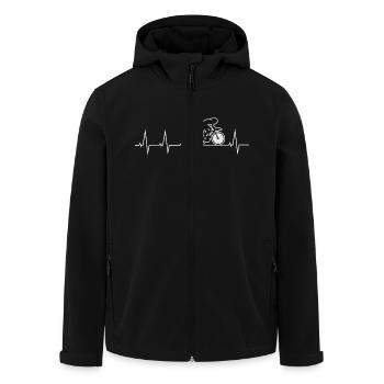Ich liebe mein Fahrrad - Herzschlag - Recycelte Männer Softshell-Jacke von Stanley/Stella - Schwarz - Vorne - AI Model Male 185 light (185cm)