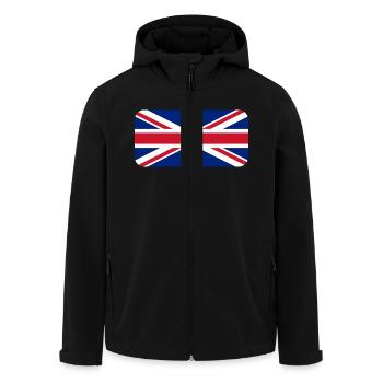 UK FLAG round corner 400 dpi - Men’s Recycled Softshell Jacket by Stanley/Stella - black - Front - AI Model Male 185 light (185cm)