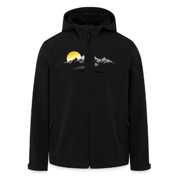 Reise - Berge Straße - Recycelte Männer Softshell-Jacke von Stanley/Stella - Schwarz - Vorne - AI Model Male 185 light (185cm)