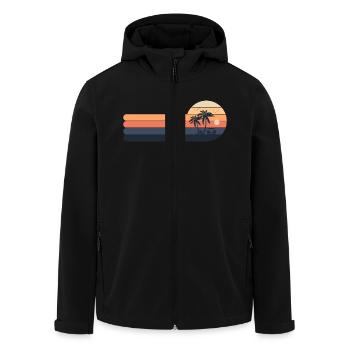 Palmiers rétro coucher de soleil - Veste softshell homme en polyester recyclé Stanley/Stella - noir - Devant - AI Model Male 185 light (185cm)