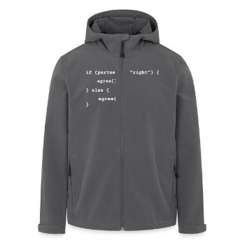Funny Relationship Logic T-Shirt – Always Agree - Men’s Recycled Softshell Jacket by Stanley/Stella - black - Front - AI Model Male 185 light (185cm)