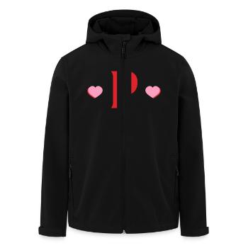 Buchstabe p rote Herzen - Recycelte Männer Softshell-Jacke von Stanley/Stella - Schwarz - Vorne - AI Model Male 185 light (185cm)