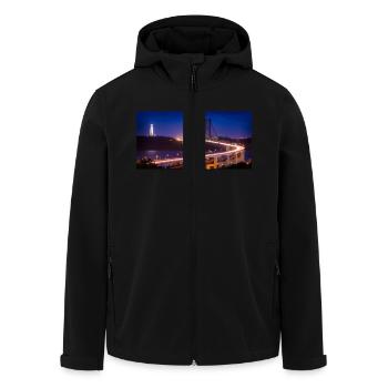 25 avril Pont du Christ Roi statue - Veste softshell homme en polyester recyclé Stanley/Stella - noir - Devant - AI Model Male 185 light (185cm)