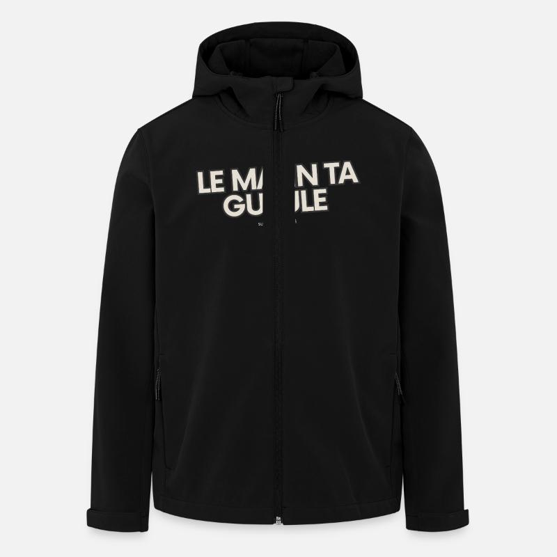 Le matin, ta gueule! - Veste softshell homme en polyester recyclé Stanley/Stella - noir