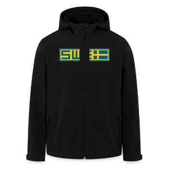 Schwedisch - Recycelte Männer Softshell-Jacke von Stanley/Stella - Schwarz - Vorne - AI Model Male 185 light (185cm)