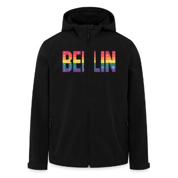 Berlin - Cool queer City Logo - Men’s Recycled Softshell Jacket by Stanley/Stella - black - Front - AI Model Male 185 light (185cm)