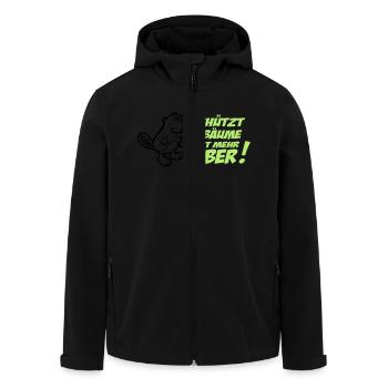Schützt die Bäume - esst mehr Biber! - Recycelte Männer Softshell-Jacke von Stanley/Stella - Schwarz - Vorne - AI Model Male 185 light (185cm)