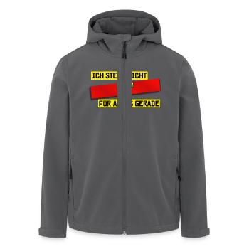 Wasserwaage rot - Ich stehe nicht für alles gerade - Recycelte Männer Softshell-Jacke von Stanley/Stella - Schwarz - Vorne - AI Model Male 185 light (185cm)