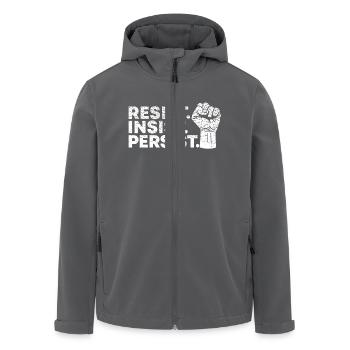 resist insist persist Anti  Protest LGBT - Recycelte Männer Softshell-Jacke von Stanley/Stella - Schwarz - Vorne - AI Model Male 185 light (185cm)
