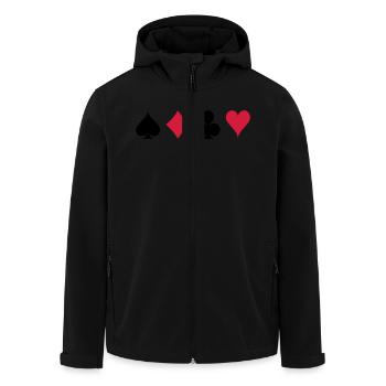 Pik Kreuz Herz Karo - Kartenblatt - Recycelte Männer Softshell-Jacke von Stanley/Stella - Schwarz - Vorne - AI Model Male 185 light (185cm)