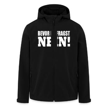 bevor du fragst nein - Recycelte Männer Softshell-Jacke von Stanley/Stella - Schwarz - Vorne - AI Model Male 185 light (185cm)