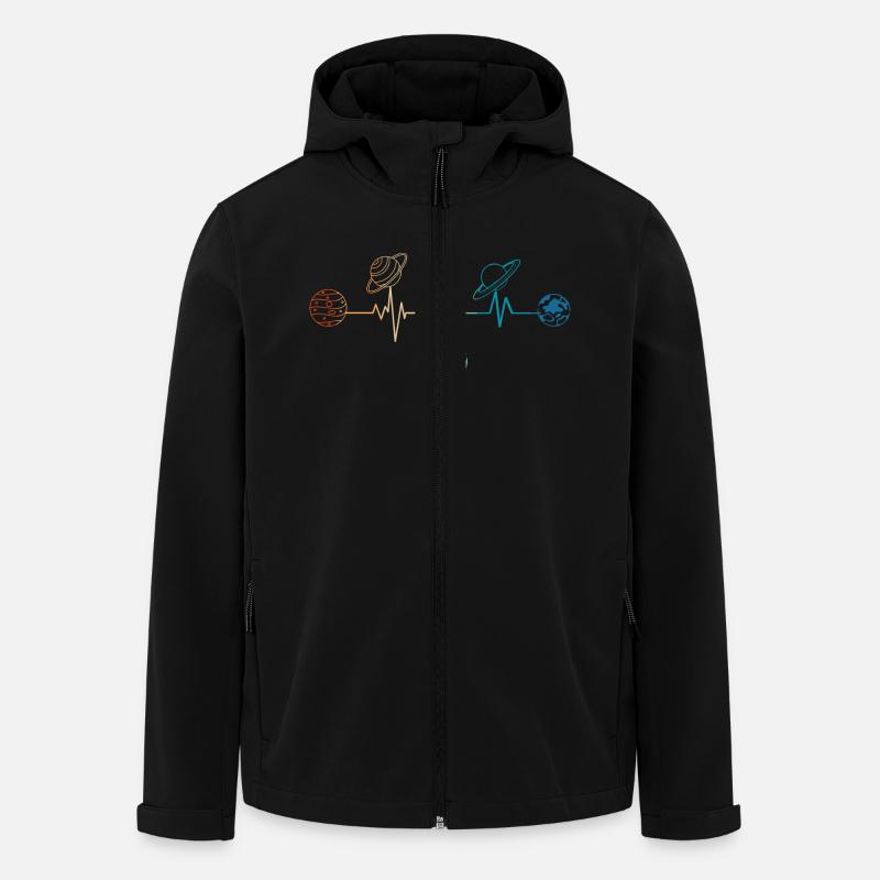 Retro Heartbeat Planets - Men’s Recycled Softshell Jacket by Stanley/Stella - black