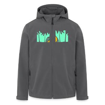 Ship Sun Palm Trees South Seas Evening Sunset - Men’s Recycled Softshell Jacket by Stanley/Stella - black - Front - AI Model Male 185 light (185cm)