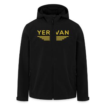 Yerevan Design – Experience Armenia - Men’s Recycled Softshell Jacket by Stanley/Stella - black - Front - AI Model Male 185 light (185cm)