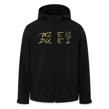 Âge du vin jaune avec dessin de verre à vin - Veste softshell homme en polyester recyclé Stanley/Stella - noir - Devant - AI Model Male 185 light (185cm)